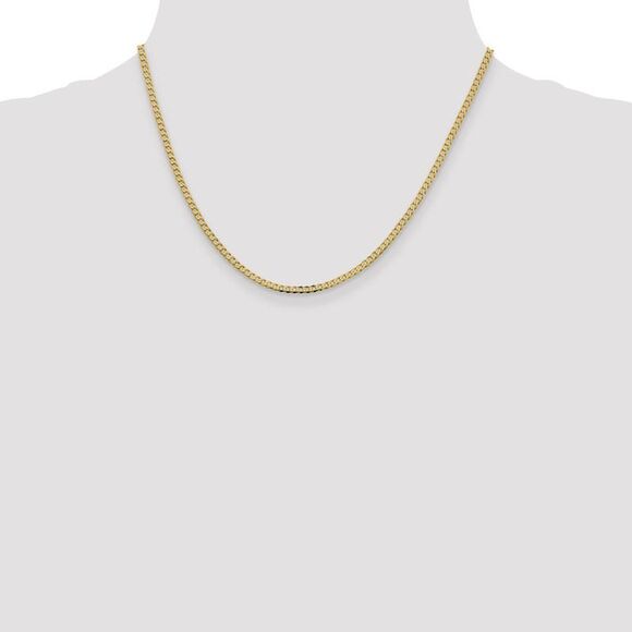 2.25mm 14k Yellow Gold Solid Beveled Curb Chain Necklace, 18 Inch - Picture 3 of 8